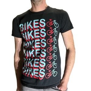 YMH Mens Black Blue Red Print Graphic Short Sleeve Casual Cycling T-Shirt